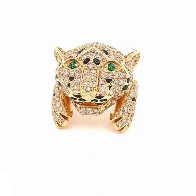 Hip Hop Jewelry Tiger Head Real Diamond Rings Custom Bulk Party Wear Ring Wholesale Price Custom Design