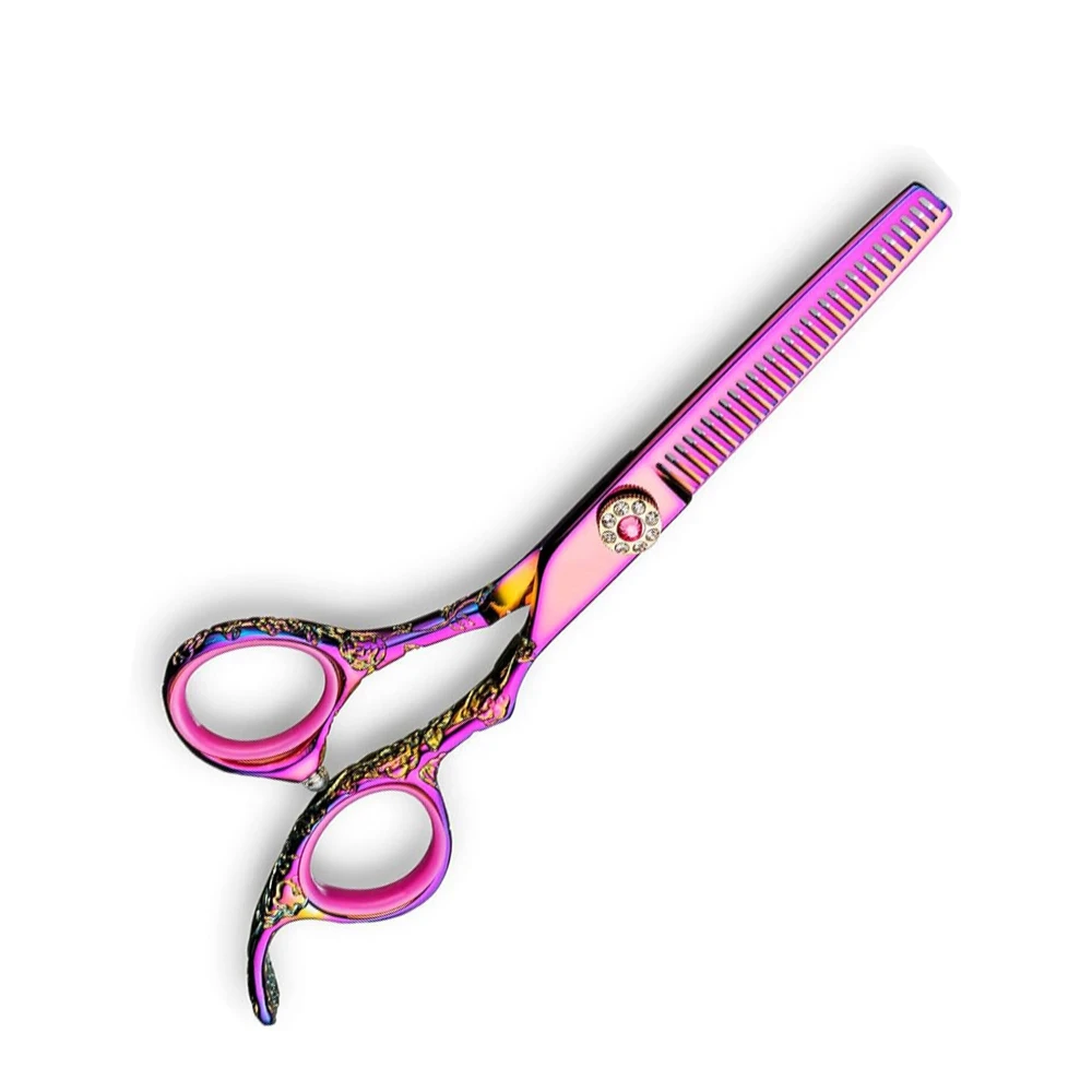 Titanium Color Coated Hair Thinning Scissors With Fix Finger Rest Sharp Edge Barber Thinning Shears For Beauty