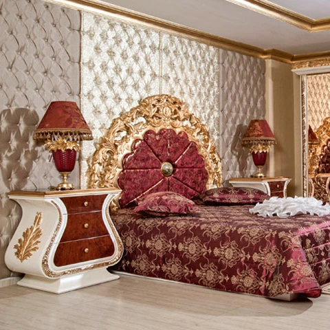 Luxury Classic Solid wooden Pahlevi Bedroom Set With High Quality Hand Carving For Bedroom use