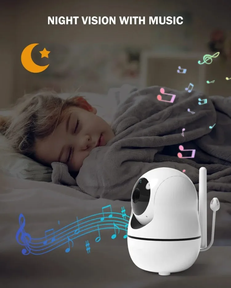 Smart Baby Monitor with Camera and Audio 5 inch Video Bluetooth  Night Vision Two-Way Talk