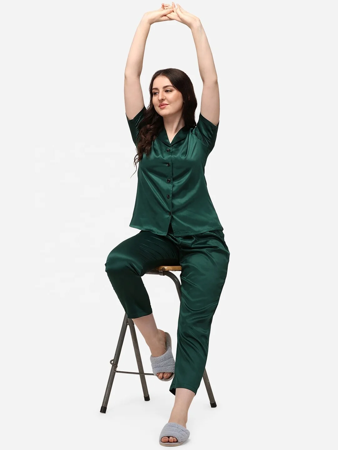 Spring Summer Silk Pajama Set Women Sexy Silk Sleepwear Home Suit Satin Pajamas Female Loose Lounge Wear Sets Pjs Women Coldker