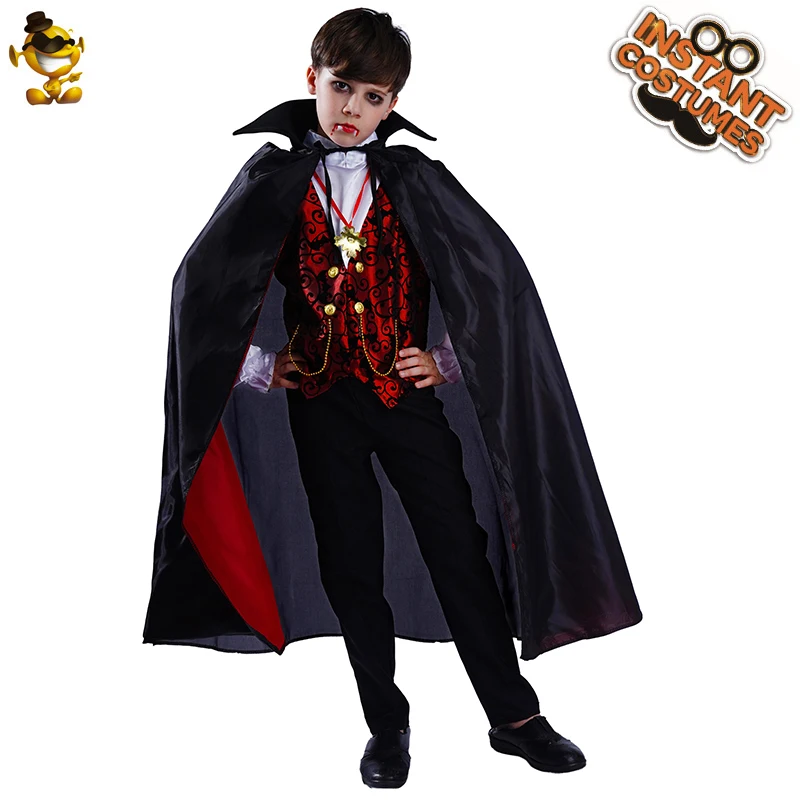 Wholesale Boy Dark Vampire Dracula Cosplay Cloak Suit Kids Halloween Carnival Party Costume