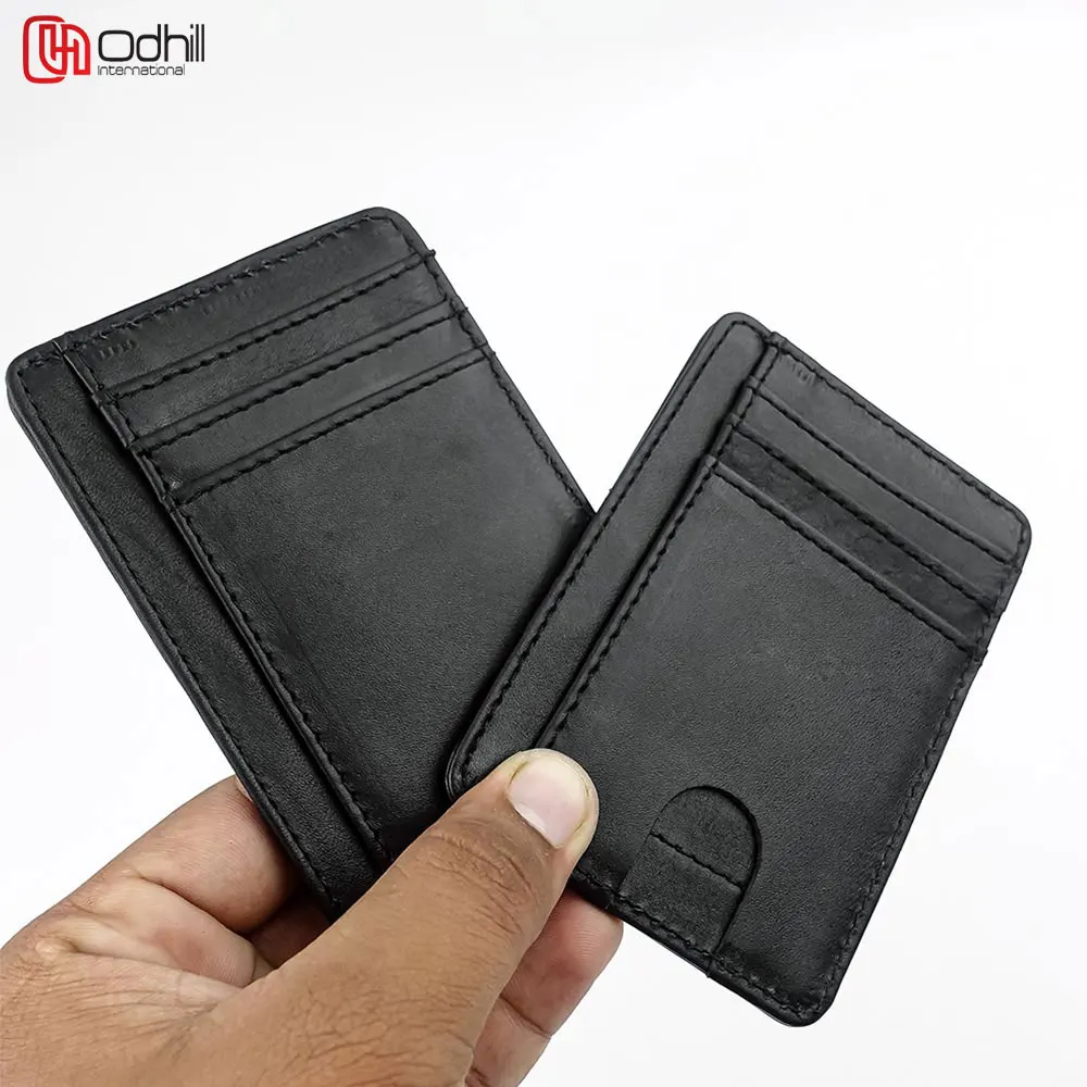 Genuine Leather Wallet Men Classic Black Soft Purse Coin Pocket Credit Card Holder Men Genuine Leather Wallet Zipper Card Holder