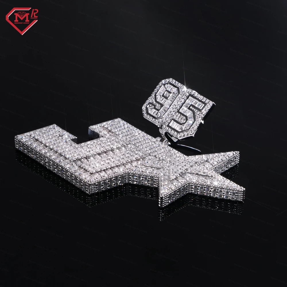 Diamond VVS Moissanite Letter Pendant Star Hip Hop Jewelry Silver 925 Custom Moissanite Pendant