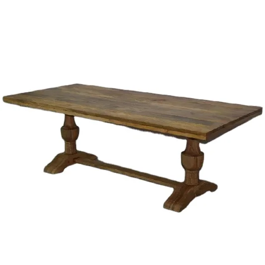 Premium Quality Natural Finish Solid Mango Wood Dining Table Vintage Style European Design Home Hotel Restaurant Modern Bar Use