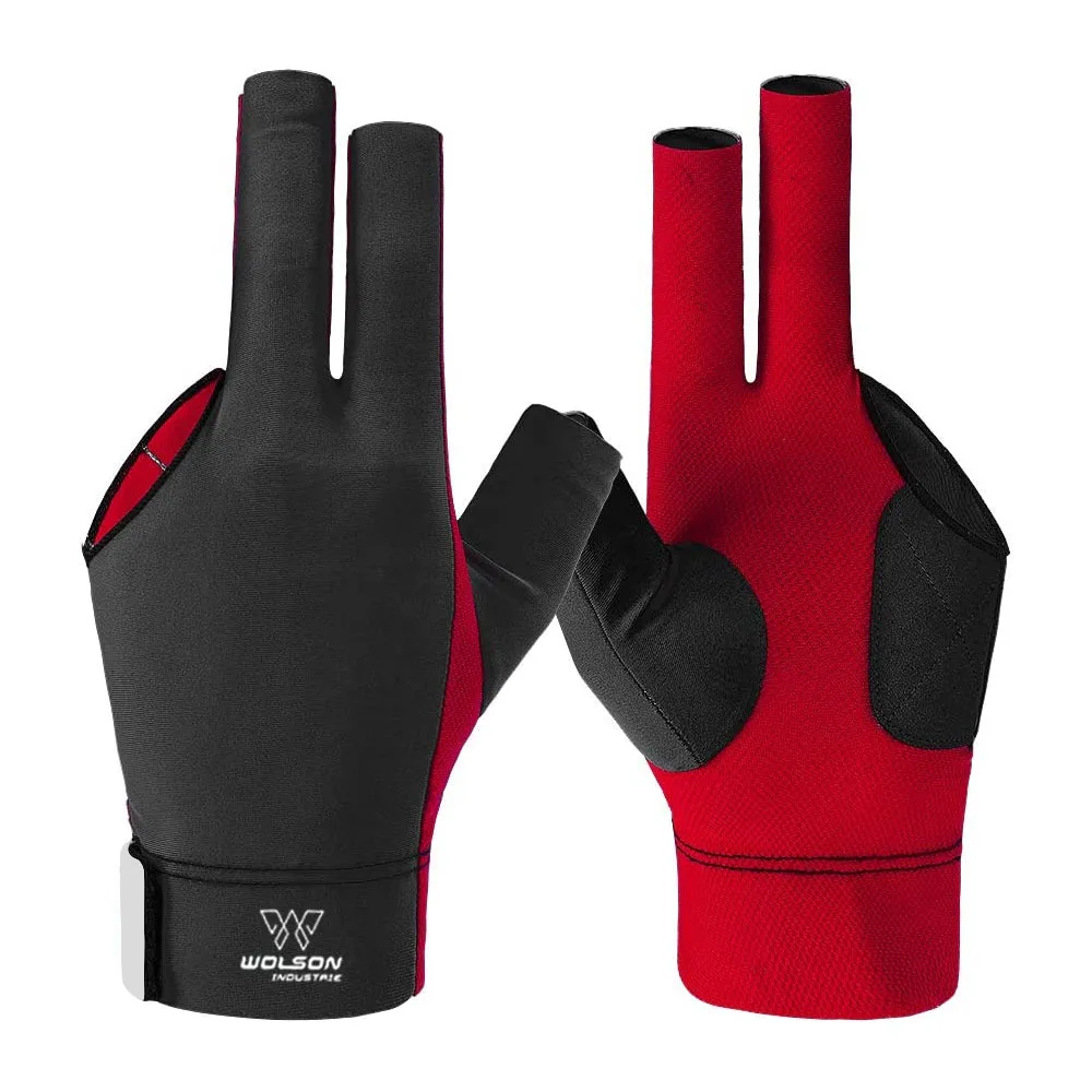 OEM high quality billiard glove custom logo manufacturer elastic breathable pool accessories three fingers snooker gloves
