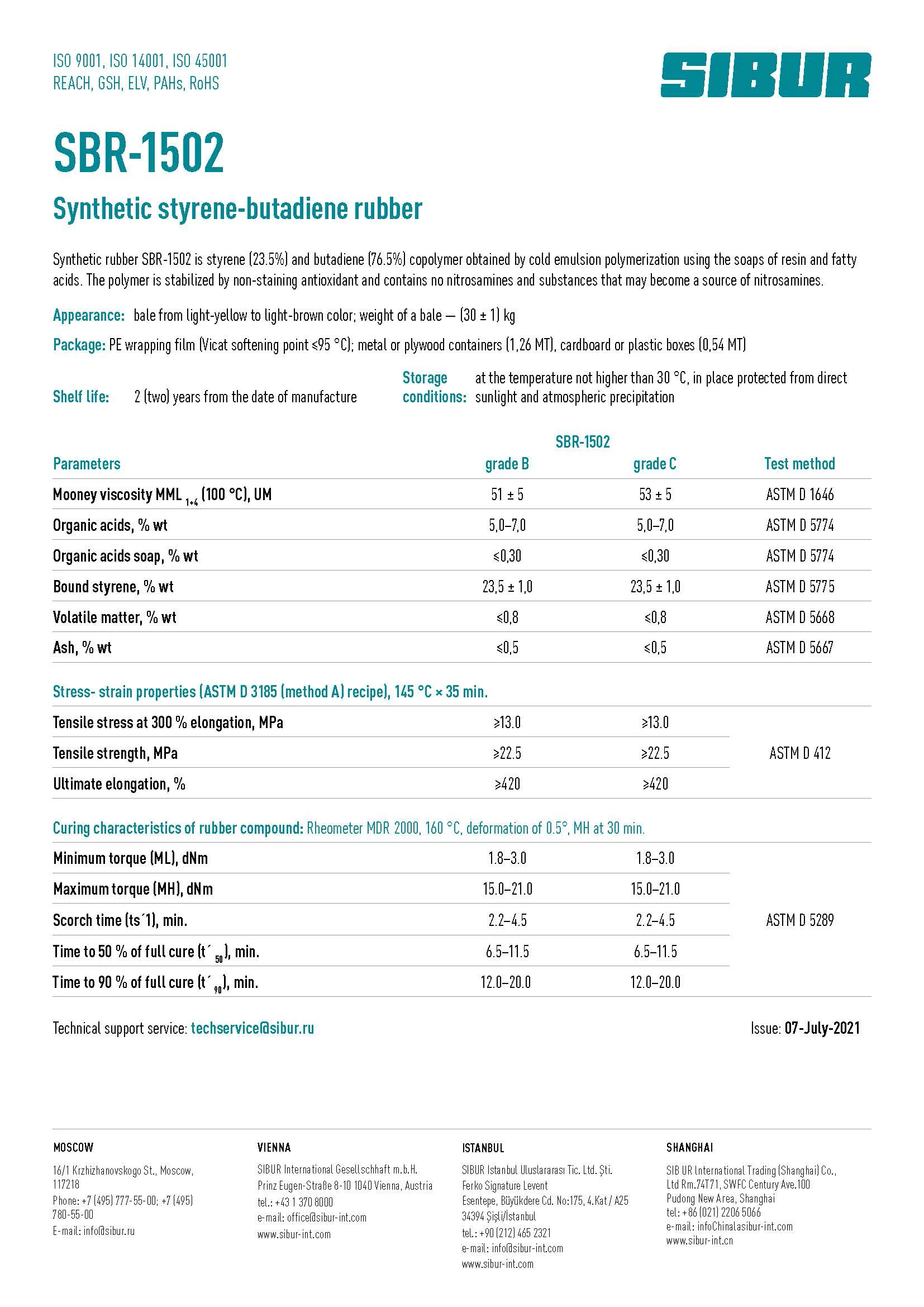 Styrene-butadiene SBR-1502 B from manufacturer best quality rubber raw materials wholesale price