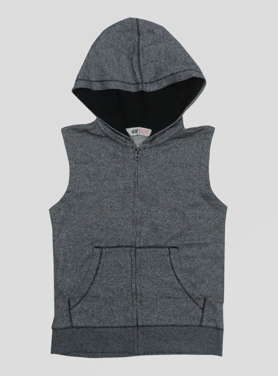 BOYS SLEEVELESS FULL ZIPPER SWEAR SHIRT CHARCOAL Classic stocklot Comfortable Boys Sleeveless SWEAR SHIRT Boys Solid Color