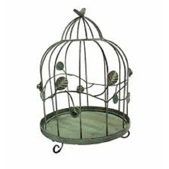 Sustainable Metal Iron Bird Cage Floral Pattern Pet House with Button Closure for Home Decoration