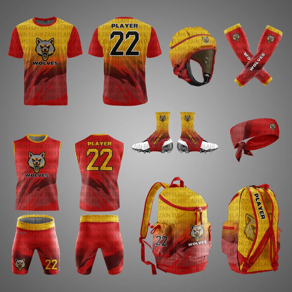 Wholesale Quality PACKAGE DEAL UNIFORMS 7 ON 7 OEM CUSTOMIZED SUBLIMATION BEST Polyester 2023