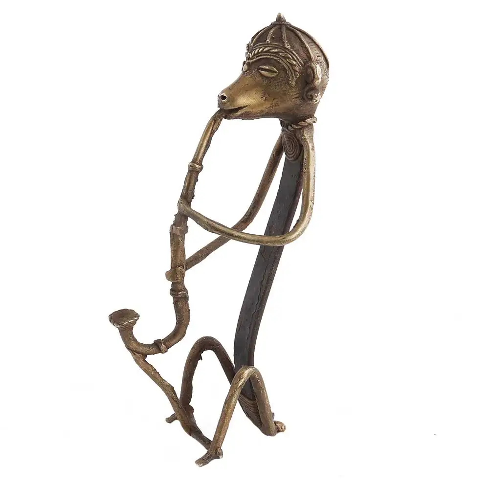 Handmade Indian Brass Antique Bronze Tribal Musician Sculptures Figurine Statue Home Decor Gift Items Size: 20 x 5 cm SNS-938