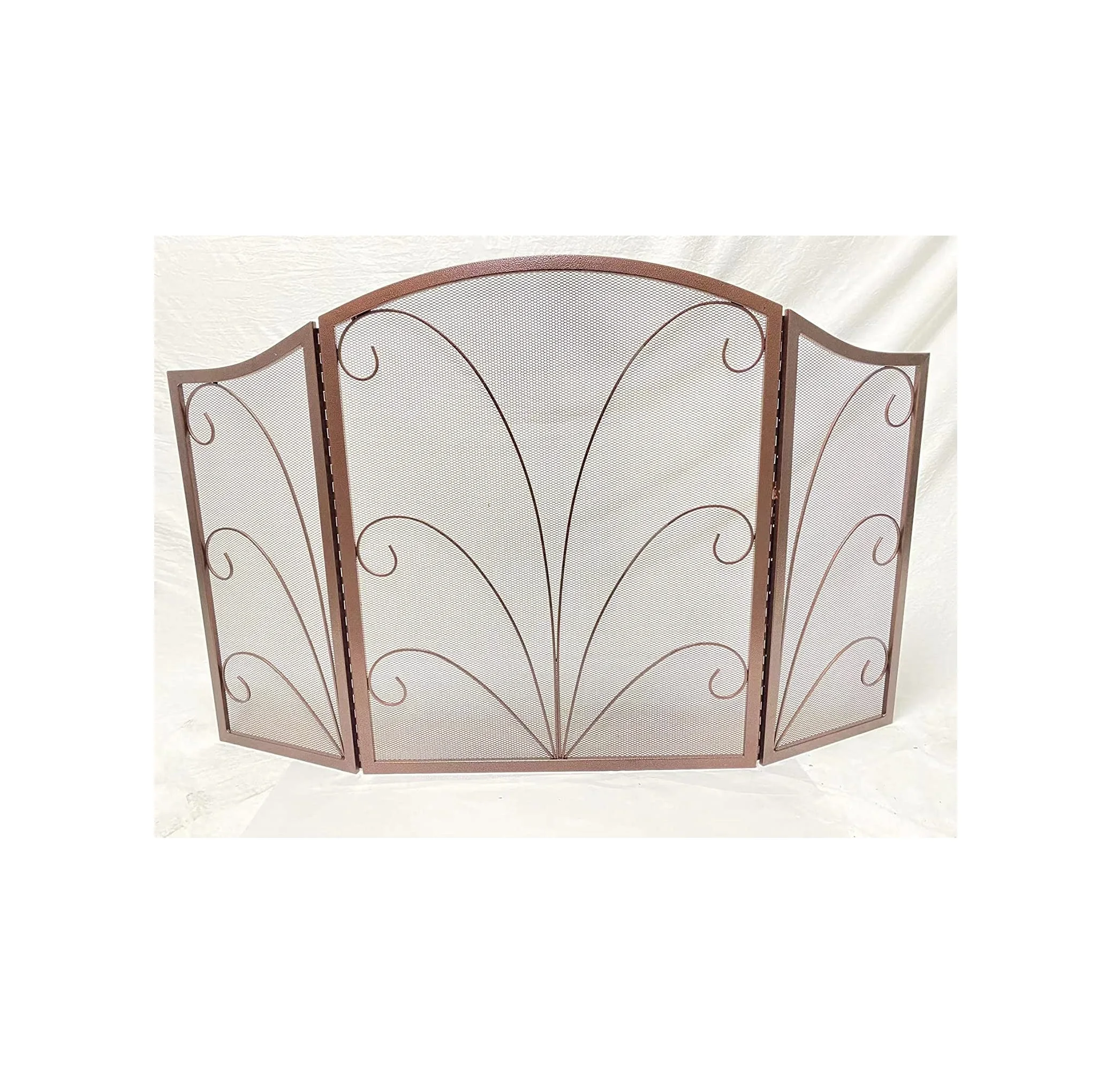 Barton 3-Panel Fireplace Screen Panel iron metal Mesh Decorative Spark Guard Protector