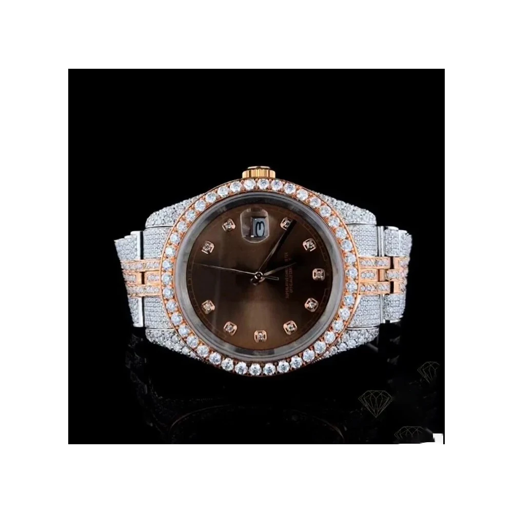 VVS1 Luxury 28CT Moissanite Automatic Movement Handcrafted Steel Diamond Watch Glass Hip-Hop Gift Direct Wholesaler Buy Now!