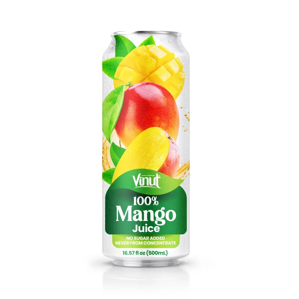 500ml VINUT Can 100% Mango Juice Factory OEM Brand High Quality No added sugars Never from Concentrate