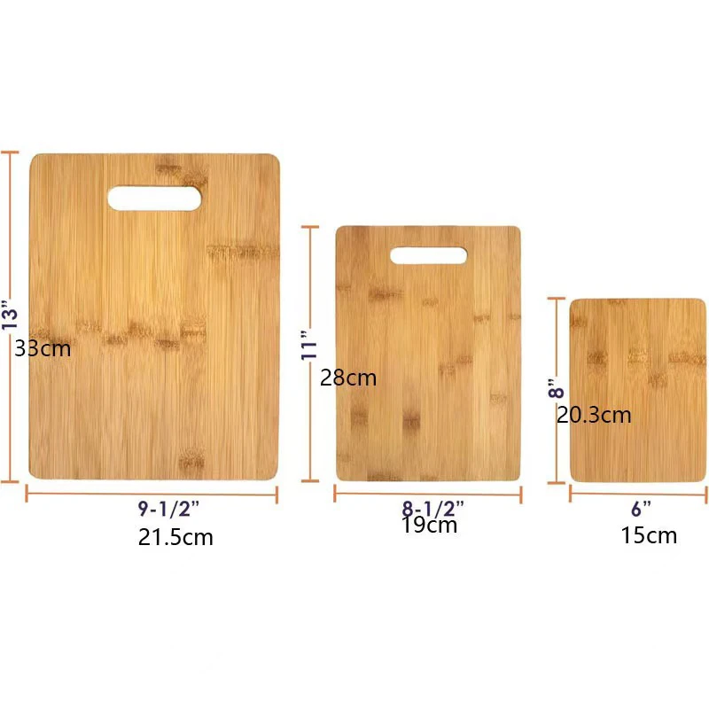 2024 hot sales Large customizable 3-piece Bamboo Chopping wooden cutting board double sided chopping block