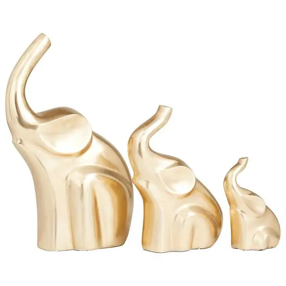 Set of 3 Minimal Design Elephant Decorative Figurines High Quality Table & Shelf Decoration Brushed Finishing Wholesale Price