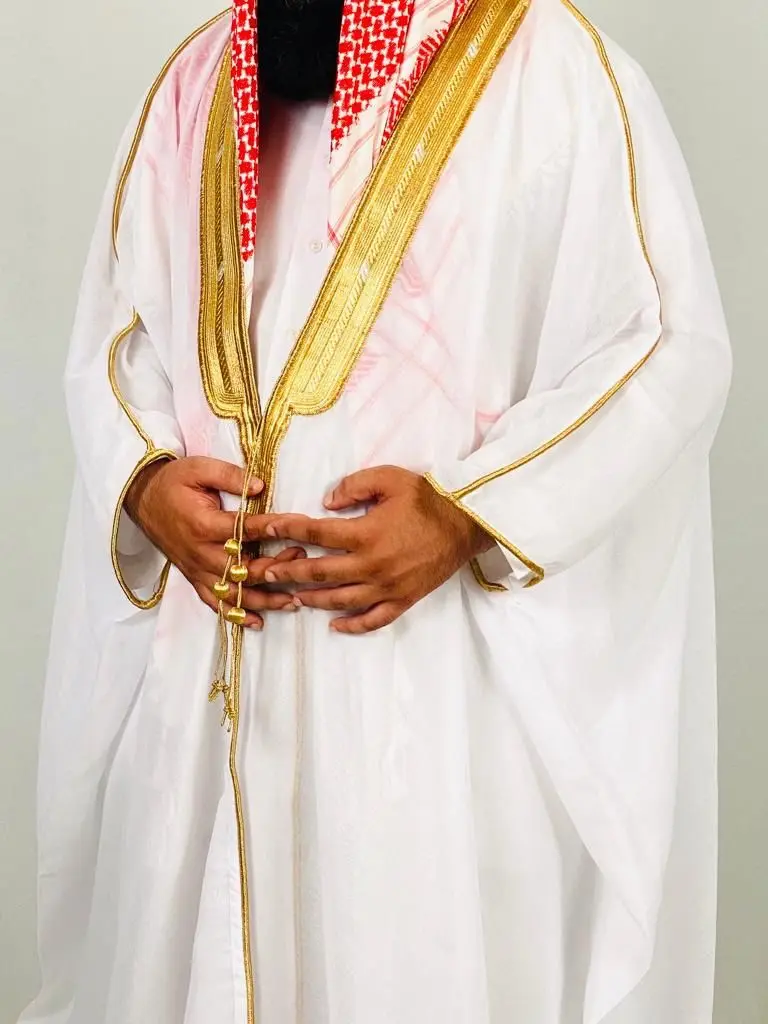 Lowest Prices Bisht (Abaya) with Solid Pattern and Golden Border Design Full Length Bisht For Muslim Wear