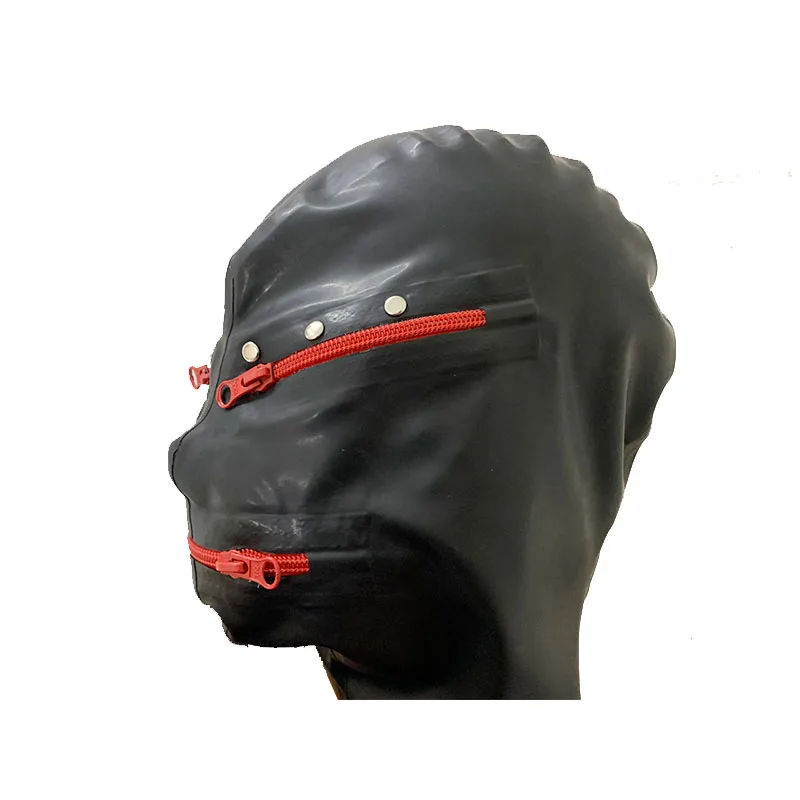 Hot Zipper Latex halloween mask Cosplay Cockscomb Hood Mask Rubber Fetish Customized  size OEM ODM headwear Cute Cheap Price