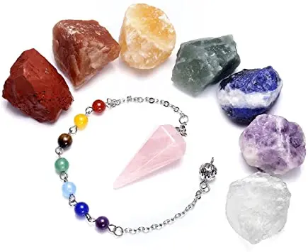 Seven Chakra Healing kit with Amethyst Cluster & Selenite Stick | Chakra Stones for Healing | Buy From Amayra Crystals Exports