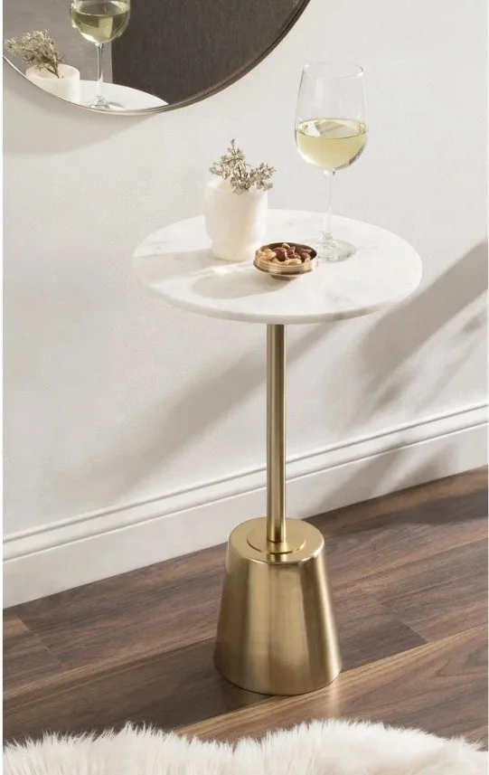 High Quality Cheap Price Side Table Round Marble Top with Metal Base For Home Living And Bedroom Furniture