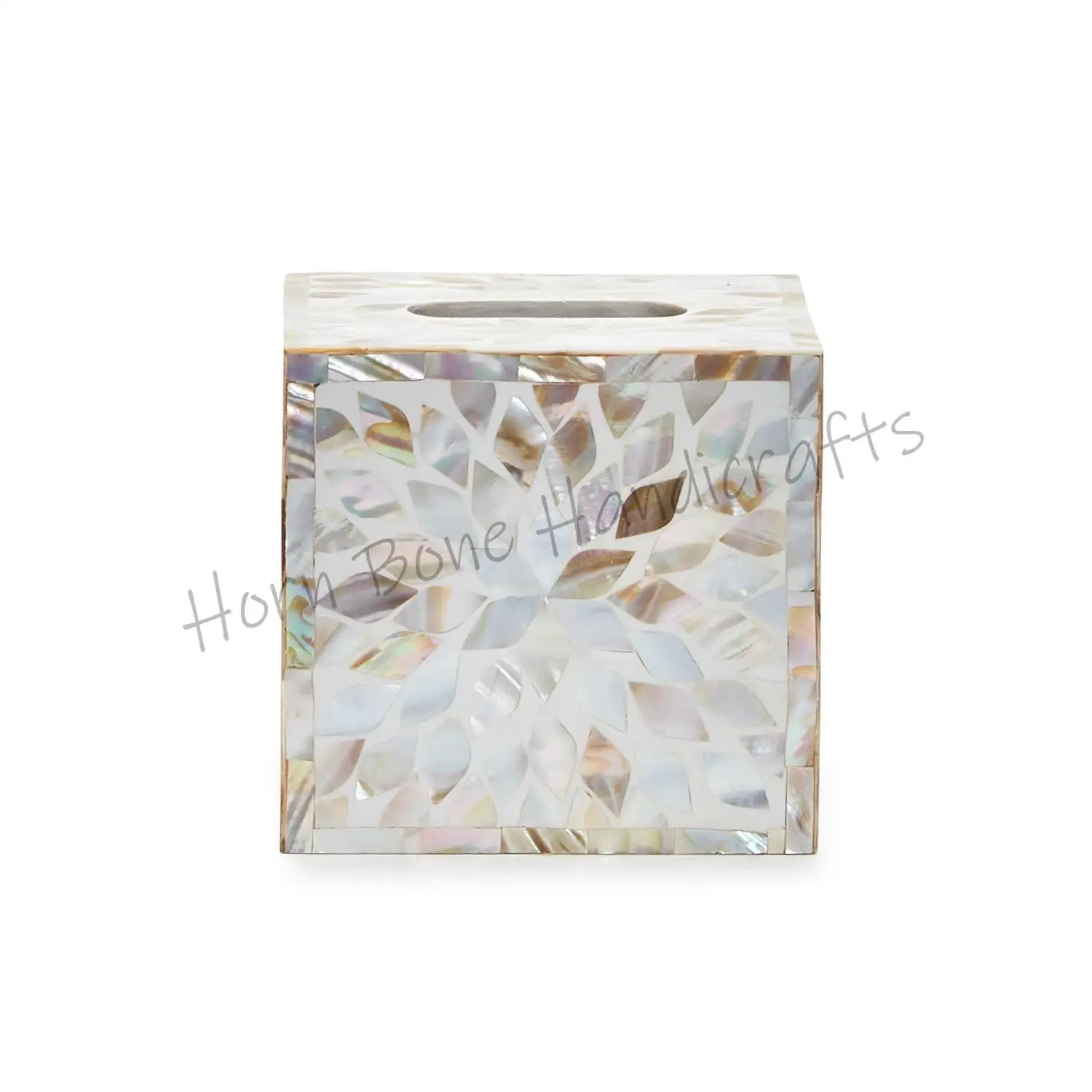 High Quality Mother of Pear Square Shape Tissue Box Mosaic Pearl Home Tableware Tissue Holder Pearl Inlay Tissue Box For Home