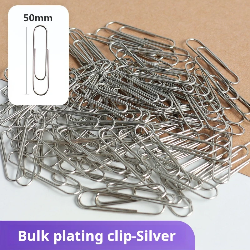 Wholesale 33MM Clips Box Document Clips Bookmarks Metal Paper Clips Nickel-Plated Stationery Custom School Stationery Paperclip