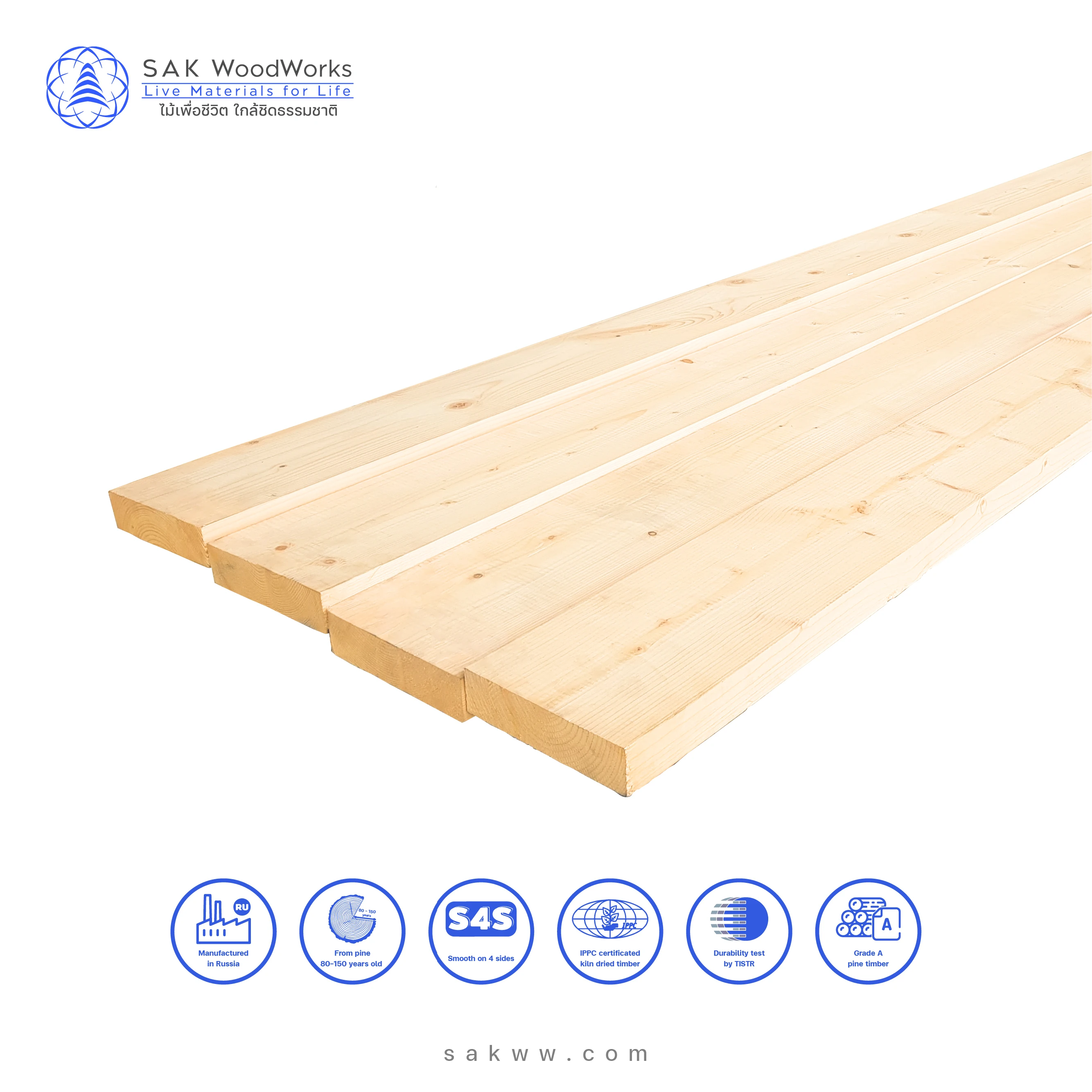 Northern White Russian Pine & Spruce Timber KD S4S 35 x 145 x 6000 mm. SAK WoodWorks Excellent for all applications and decor
