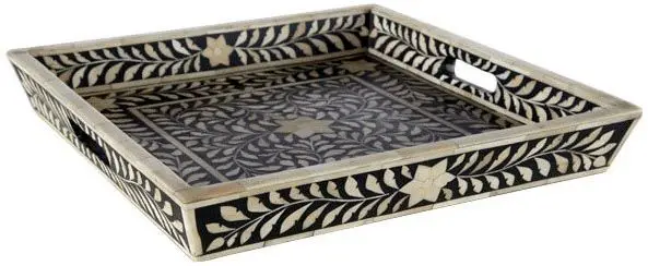 Hot  Selling Bone Inlay Serving Tray Home Restaurant Bar Hotel and Wedding customized size by hs husnain crafts