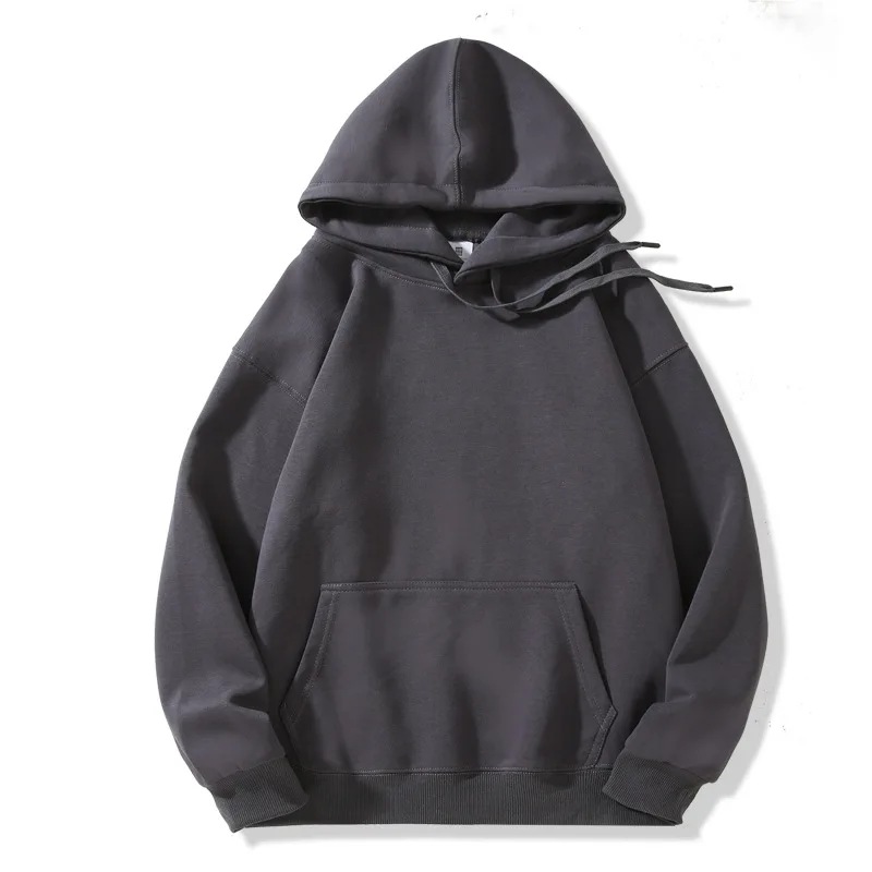 oem custom logo design plain color for fall and winter class uniform work team uniform loose shoulder hooded pullover sweatshirt