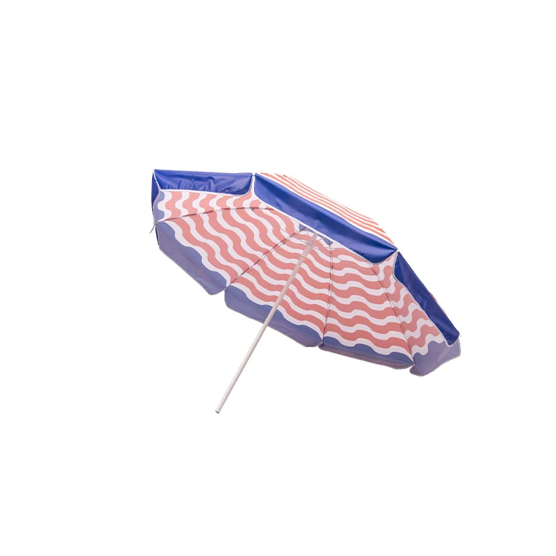 High-Class 2.0m 140gm Digital Poly Canvas Navy Beach Umbrella Best Quality Heavy Duty Wave Pattern for Beach Use