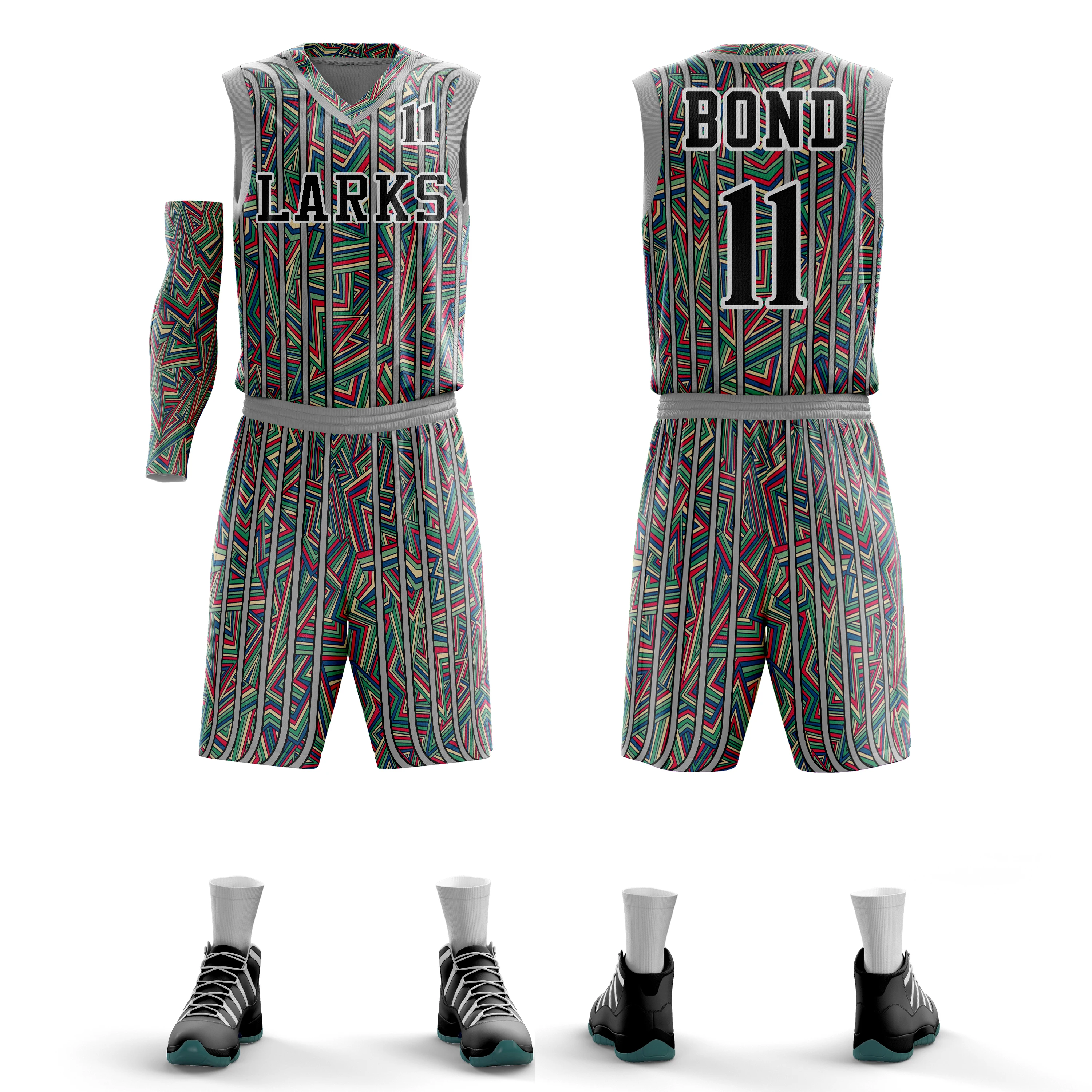 Oem Mesh Double Wholesale Sublimation Basketball Uniform For M Black Bottom Blue Striped Tackle Twill Basketball Jerseys