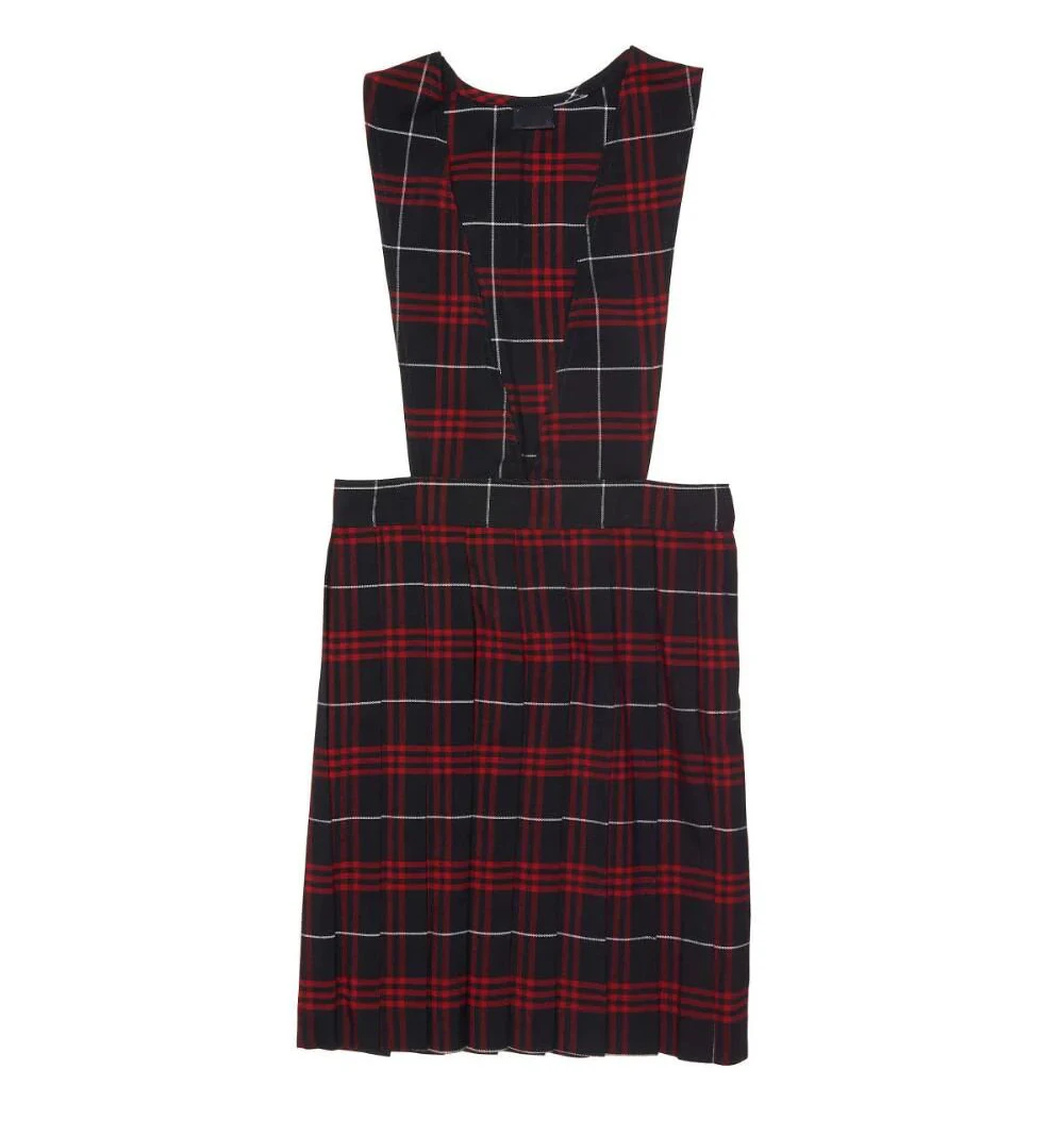 High Quality Tartan sleeveless Girls School Dresses Cotton Uniform Plaid V-Neck Pleated Jumper custom uniform skirts