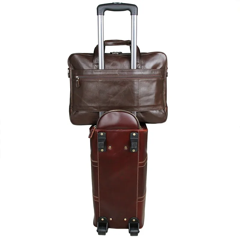 Big Size Leather Briefcase For Man Genuine Leather Laptop Business Bag With Shoulder Strap Travel Briefcase