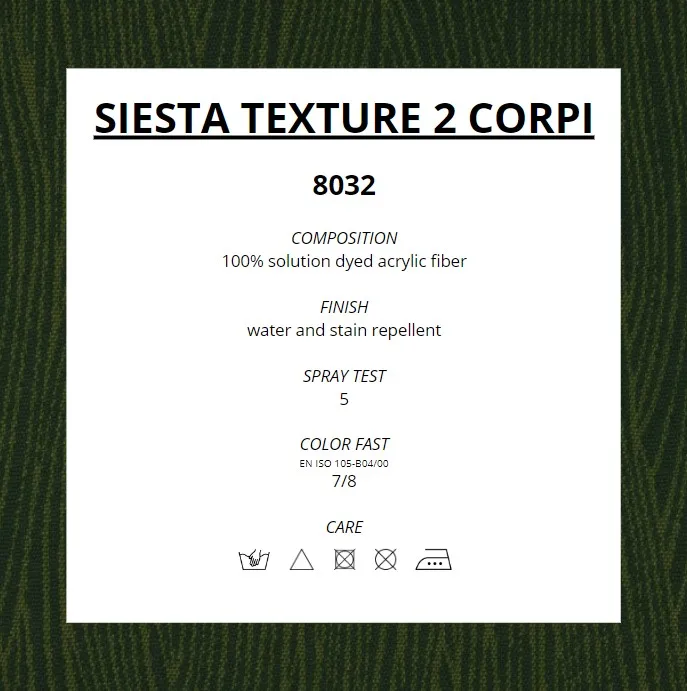 Siesta texture 2 corpi green bark - 100% high quality solution dyed acrylic fabric for outdoor and garden decoration