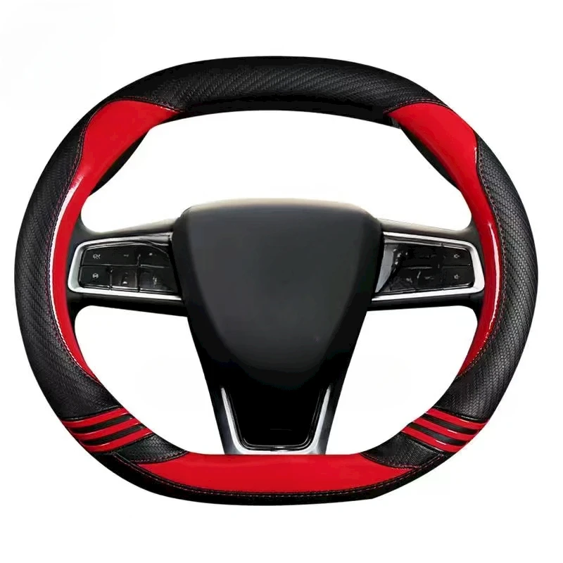 New anti-slip wear-resistant carbon fiber + PU leather car steering wheel cover