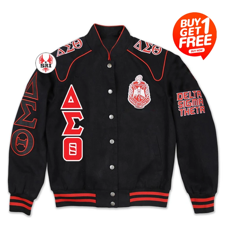 Delta Soror Embroidery Women Twill Racing Jacket | DST Sorority Embroidered Ladies Customized Racing Jacket