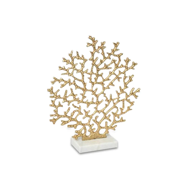 Home Decorative Handmade Metal Aluminum Coral Marble Base Sculpture For Living Room and Bedroom tabletop decor