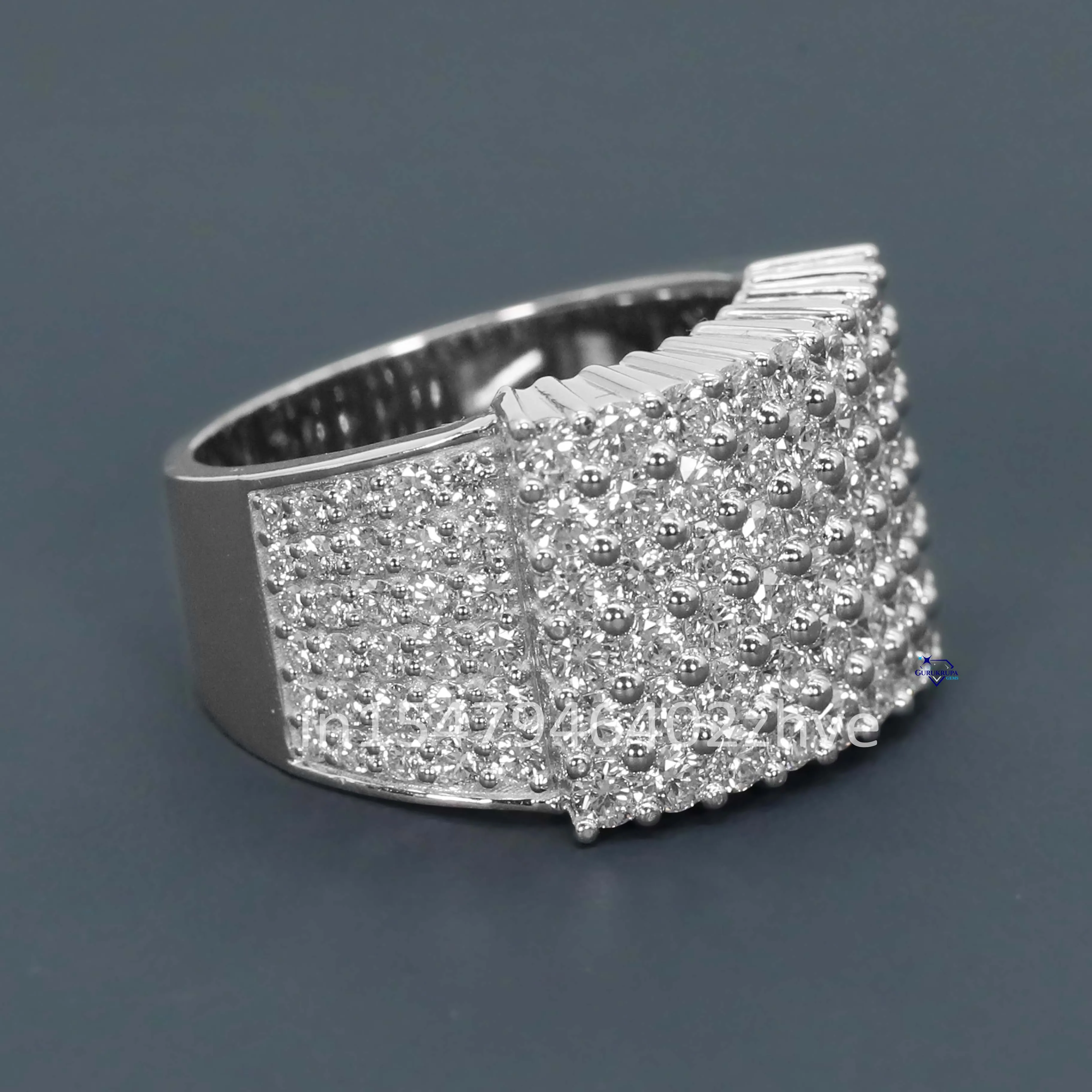 Hot selling iced out hip hop 925 sterling silver moissanite round brilliant cut diamond ring for men with enhanced vvs clarity