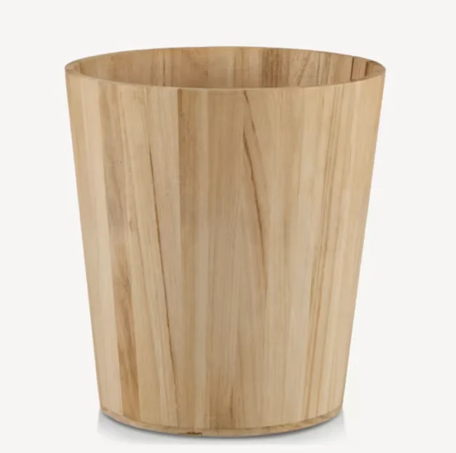 Wholesale ecofriendly customize packaging ODM Acacia round trash bin for home organizer bathroom made in Viet Nam