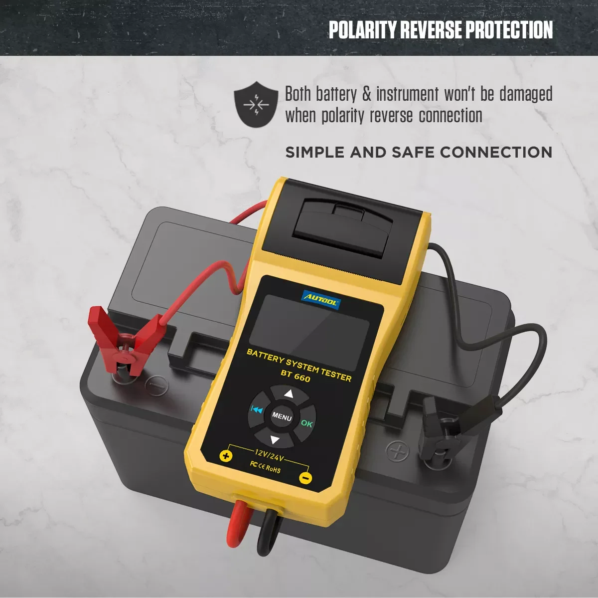 Factory Multi-language AUTOOL BT660 car Battery Tester Built-in Printer BT-660 Battery Tester Auto Car Battery Tester