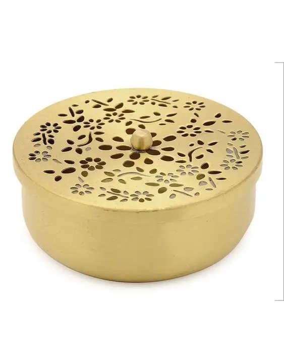 Golden cutting storage box for seeds dry fruit and spice metal boxes handicraft item for decor table and kitchen handmade gift i