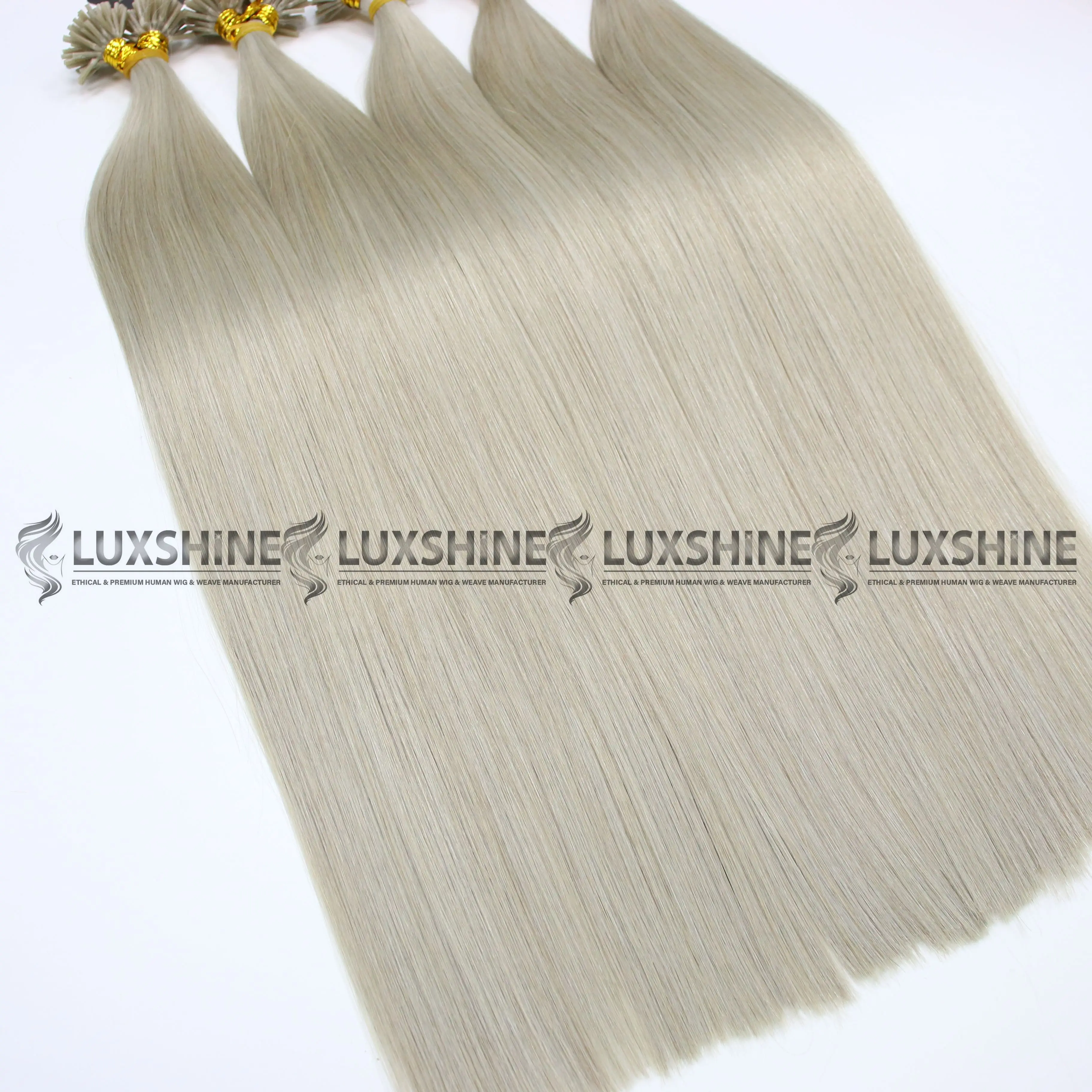 Wholesale 100% I Tip Human Hair Extension Double Drawn Virgin Hair Ash color #60ash Light Blonde