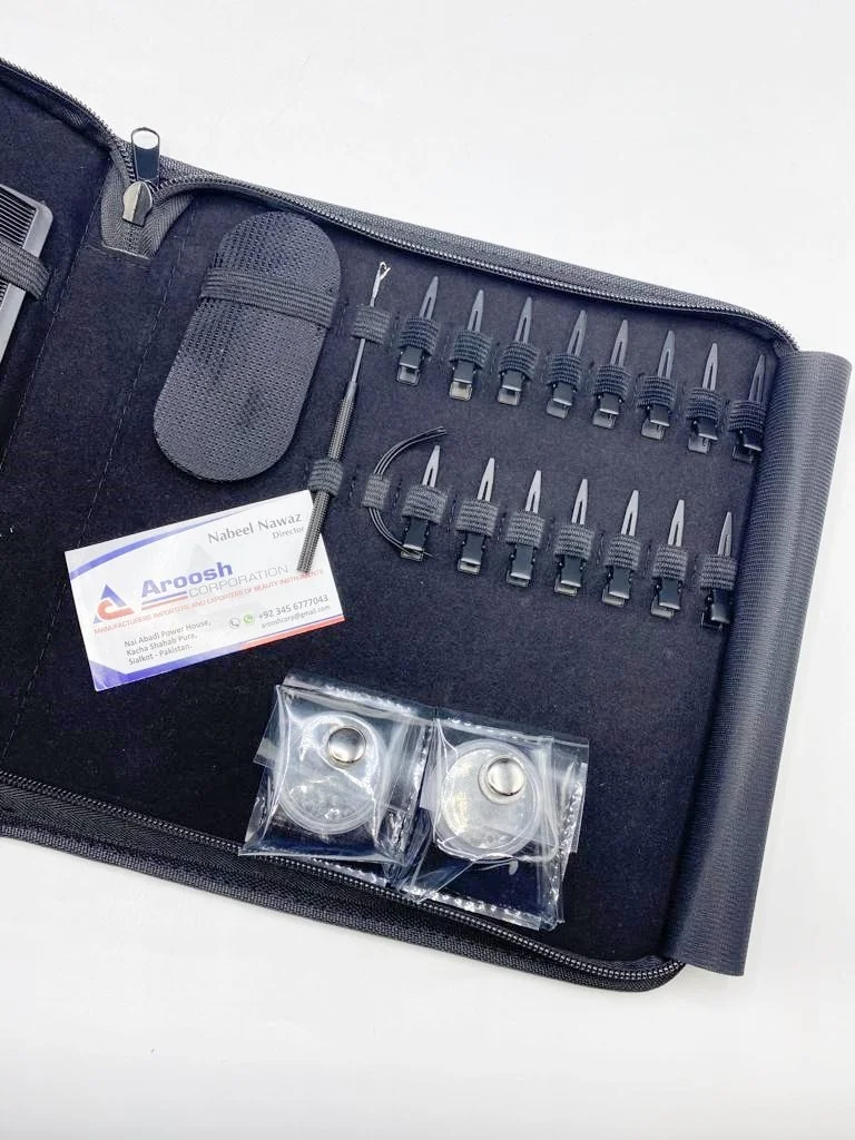 Black Hot Selling Wholesale Surgical Grade Stainless Steel Hair Extension Pliers With Micro Beads, Hair Gripper Tools Kit Set