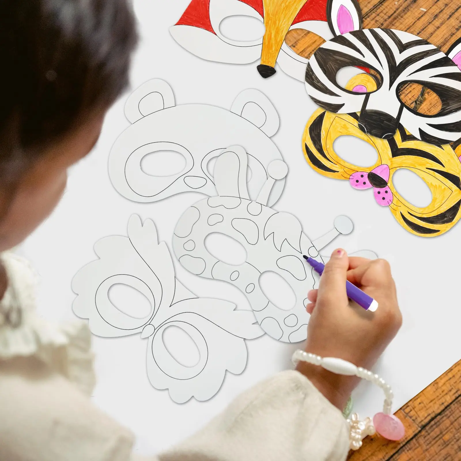 Animals Shape Mask Halloween Party Dancing Party Mask for Cosplay Party Color Your Own Paper Masks DIY Craft Art Kits