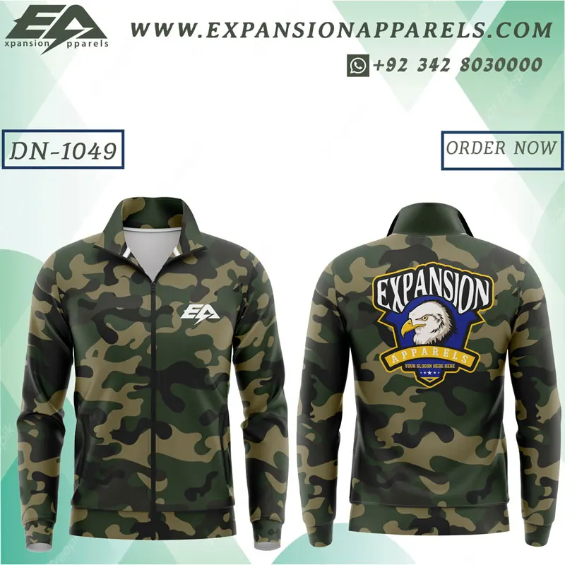 Hot Selling Custom 100% Polyester Soft Heated Jacket with Camo Design Water-Resistant and OEM Design Sublimation Process