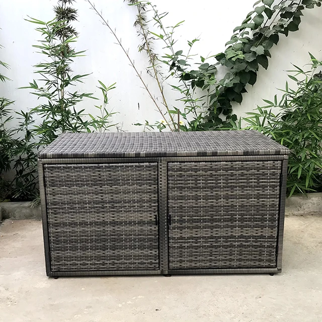 Garden sets outdoor all-weather Wicker Patio Storage Box decorative storage boxes in gray made in Vietnam