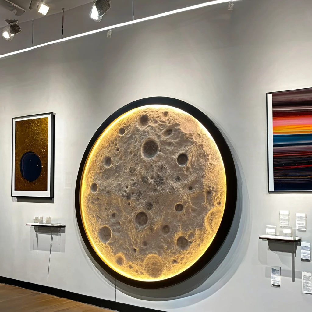 Custom Colors 3D Texture Handmade Oil Painting LED Lightning Moon for Hotel Living Room Wall Decor Canvas Base Home Wall Art