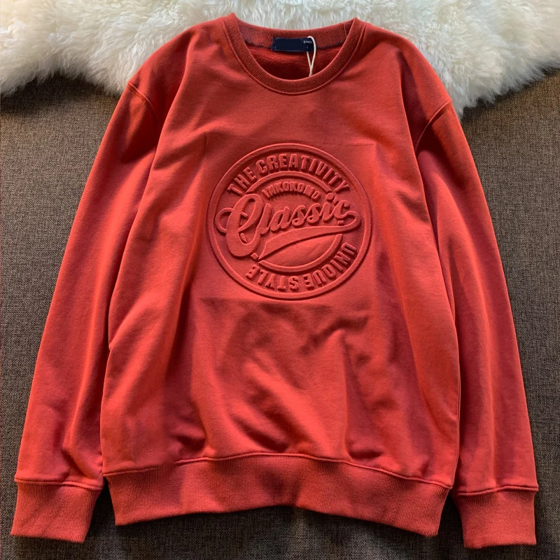 2023 high quality cotton and polyester streetwear oversized custom vintage crew neck pullover two tone sweatshirt unisex