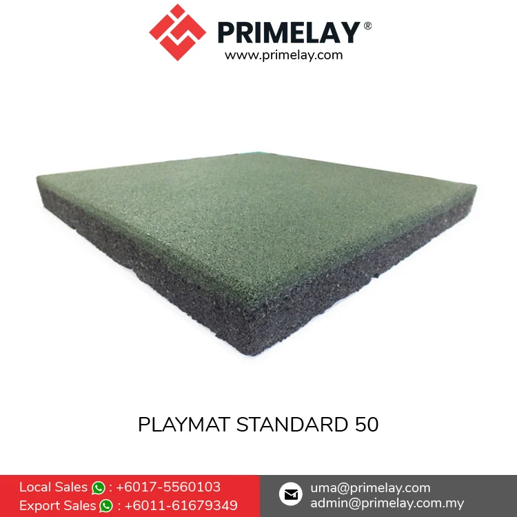 Easy to Clean Abrasion-resistance Rubber Smooth Surface 50mm Thickness Rubber Flooring Playmat SQ 50 at Competitive Price