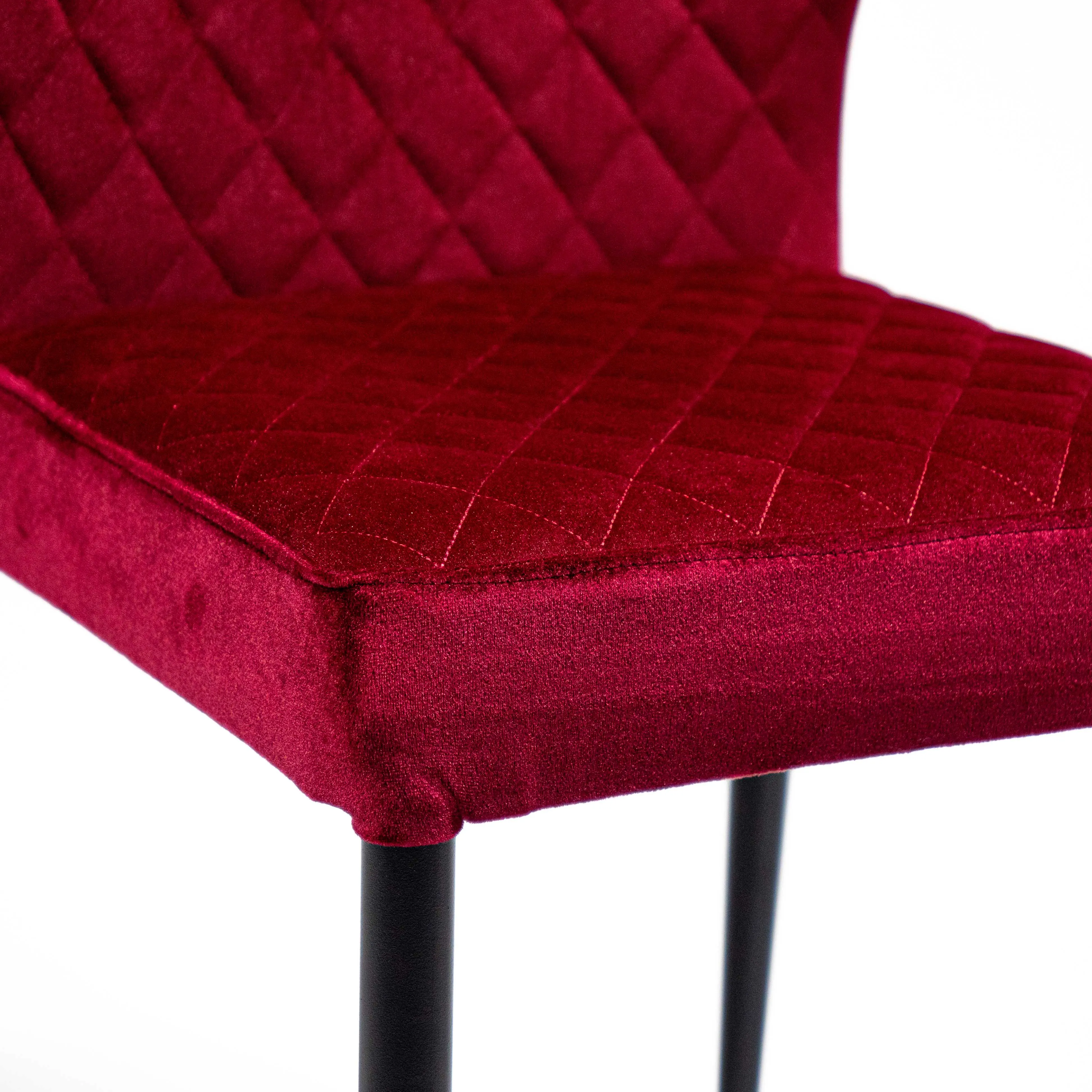 Factory Wholesale Luxury Design Fabric Modern Bordeaux Velvet Accent Dining Chairs Steel Frame Dining Chair